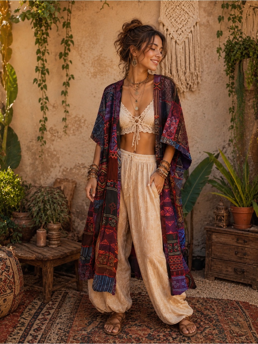 NWT Karma Nepal Patchwork Kimono